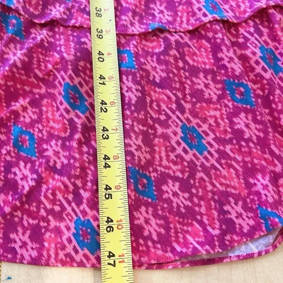 LAUREN Ralph Lauren Women Ruffle Dress Sz 10 Fuchsia Multi Geo High Low Hem NWT - Picture 12 of 14